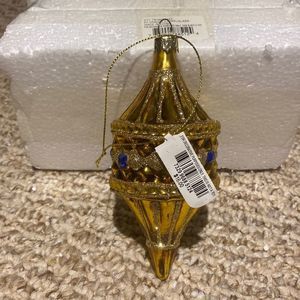 NWT. Holiday Lane Collection by Macy’s Gold Jeweled Glass Ornament